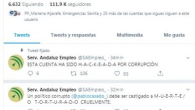 Photo of Hackean la cuenta de twitter del Servicio Andaluz de Empleo: «Un político corrupto debe ser castigado a muerte o torturado cruelmente»